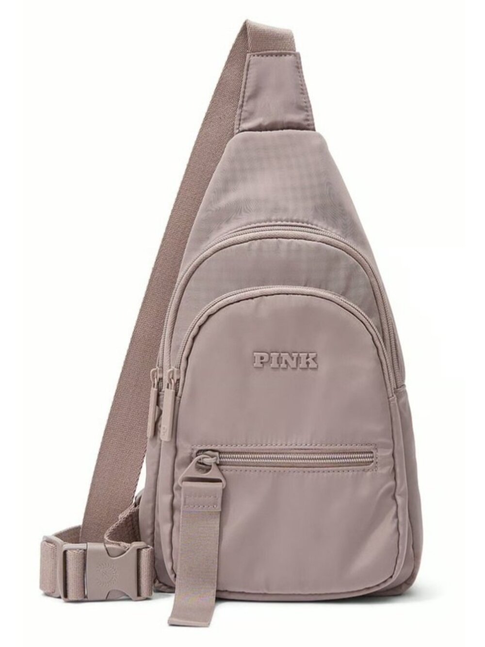 NWT Victoria's Secret PINK 12" Nylon Sling Bag Crossbody - Taupe